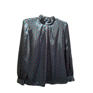 Vintage 90s teal argyle blouse in Size 16